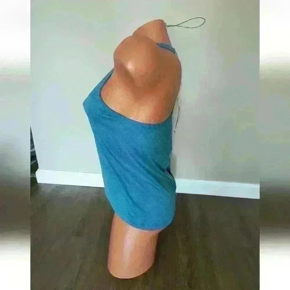 Adidas 3 Stripe Back Hi Low T-back Tank Top Size XS Blue - Picture 2 of 5